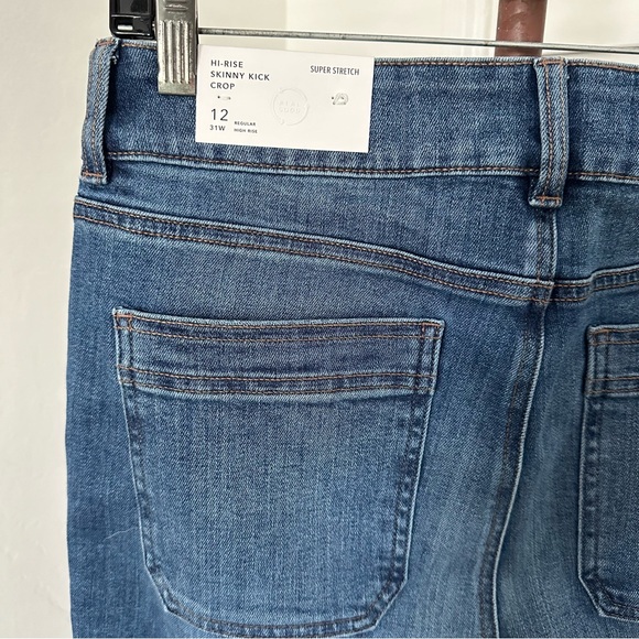 American Eagle REG High Rise SUPER STRETCH MIDRISE SKINNY KICK CROP Jeans Sz 12 - Picture 3 of 12